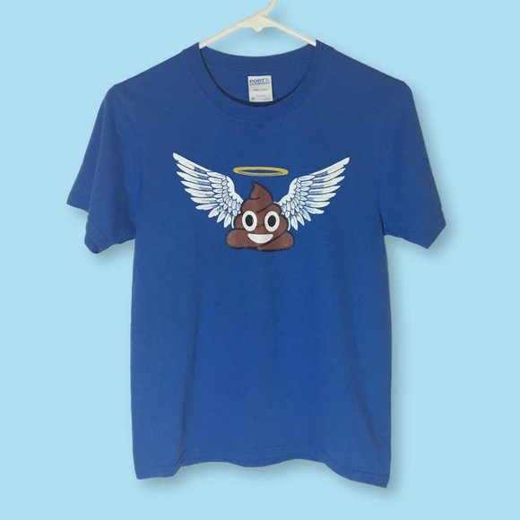 Angel Poop Emoji Graphic Tee Shirt, Medium - Picture 1 of 1